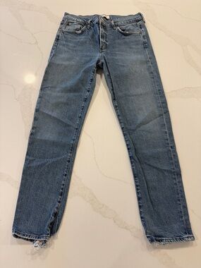 Agolde Slim Straight Jeans in Mid Blue Wash